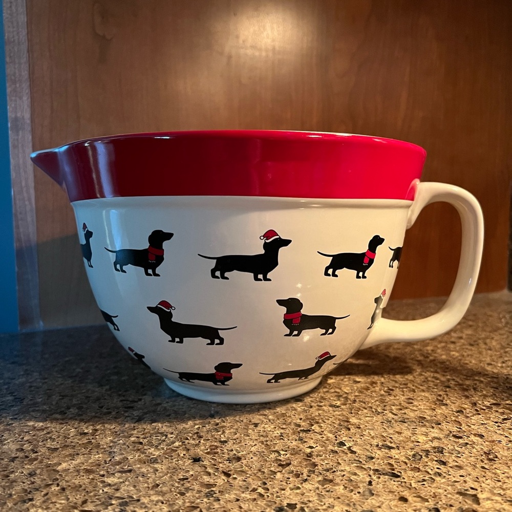 Red and White Dachshund Mixing Bowl